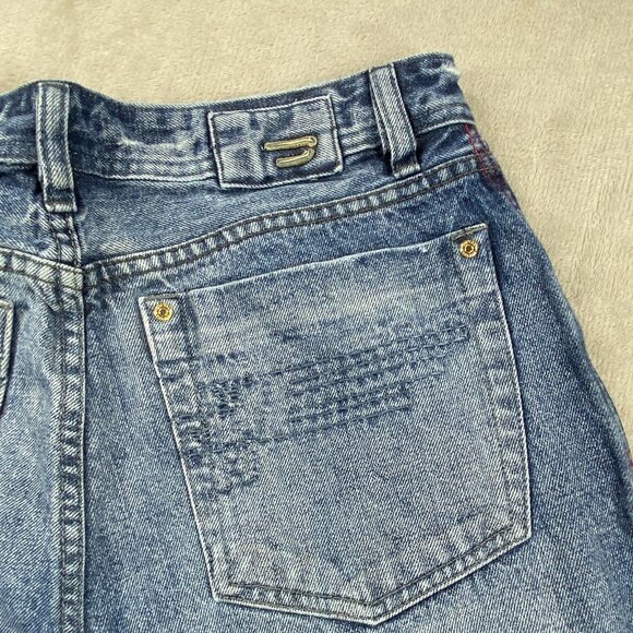 Vintage Diesel Industry Baggy Jeans 33 Blue Denim All Day Comfort Distressed Hem - Picture 12 of 14